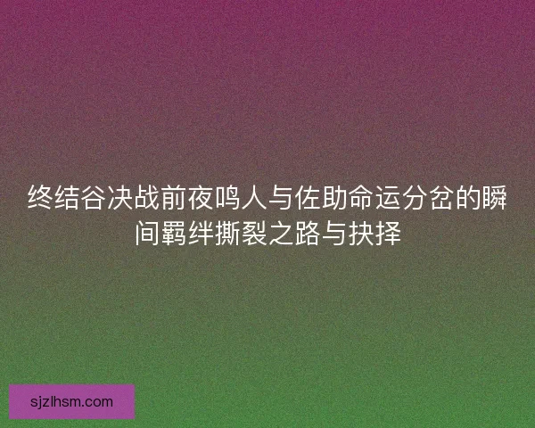 终结谷决战前夜鸣人与佐助命运分岔的瞬间羁绊撕裂之路与抉择